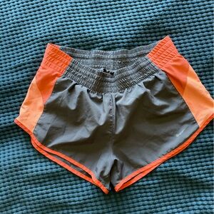 Nike Women's Gray and Orange Athletic Shorts